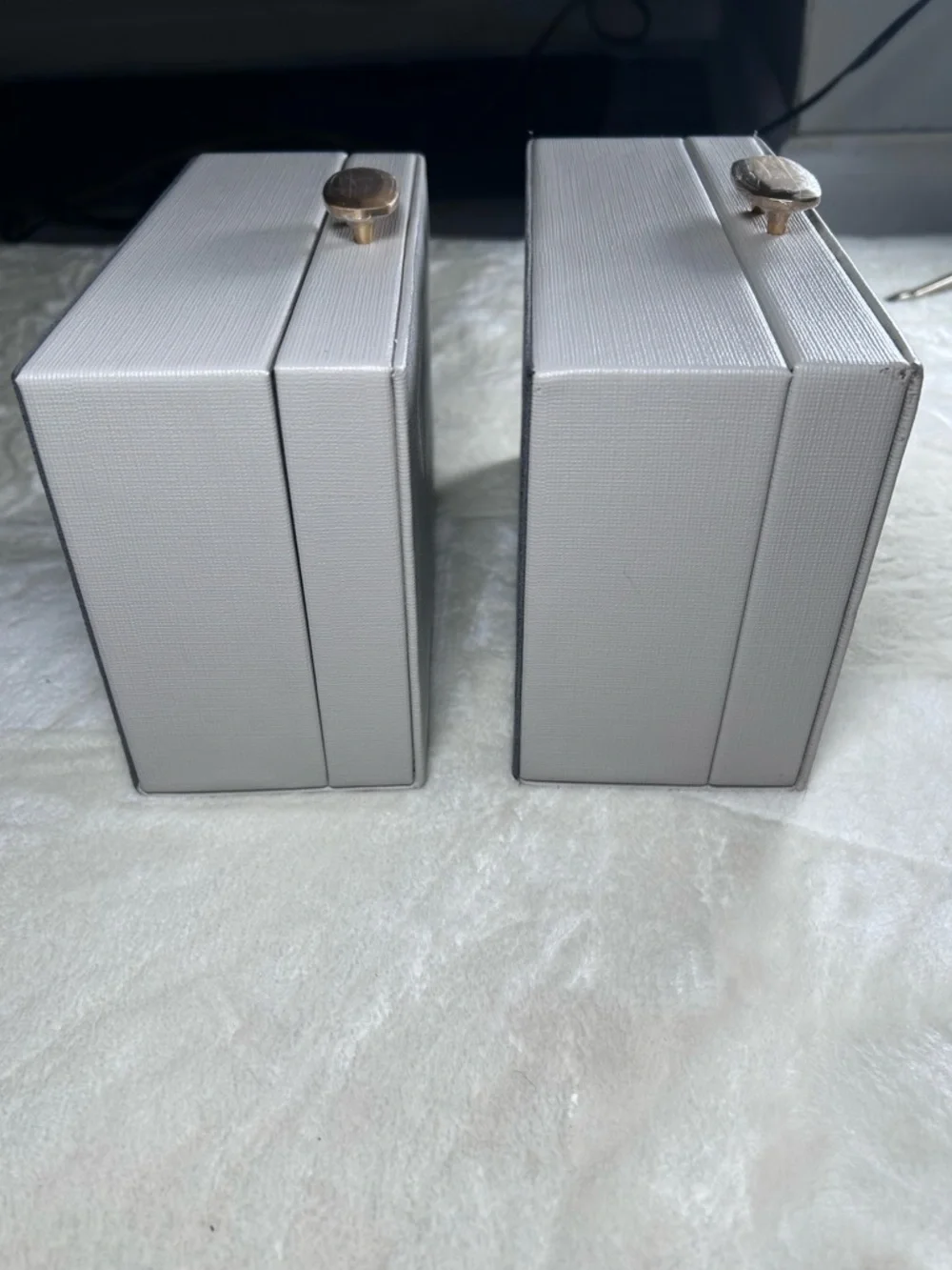 2 NEW Kendra Scott Gray Faux Leather Jewelry Boxes *with Defects*